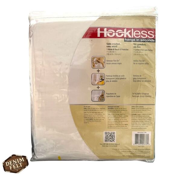 Hookless White Waffle 3-in-1 Fabric Shower Curtain w/ Liner 71”x86” – NEW! - Picture 8 of 10